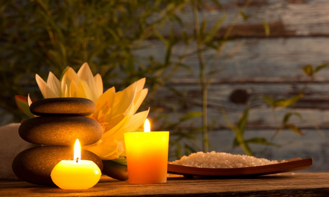 Spa still life with aromatic candles