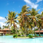 Swimming pool near villas at the popular hotel, Bentota, Sri Lan