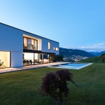 modern villa by night